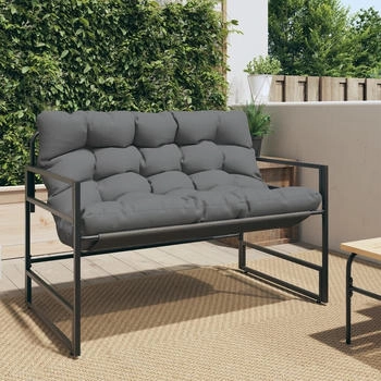vidaXL Gartenbank mit Kissen Anthrazit 113 cm Stahl (4009299) grau