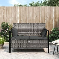 Gartenbank 2-sitzer Mit Kissen Grau Poly Rattan - Vidaxl