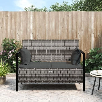 vidaXL Gartenbank 2-Sitzer mit Kissen Grau Poly Rattan (364111) grau vidaXL Gartenbank 2-Sitzer mit Kissen Grau Poly Rattan (364111) grau