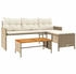 vidaXL Gartensofa in L-Form mit Tisch und Kissen Beige Poly Rattan (365583)