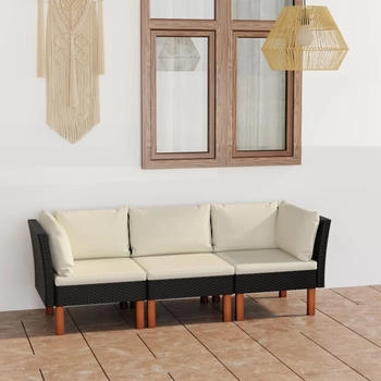 vidaXL 3-Sitzer-Gartensofa mit Kissen Schwarz Poly Rattan (3059729) schwarz vidaXL 3-Sitzer-Gartensofa mit Kissen Schwarz Poly Rattan (3059729) schwarz