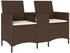 vidaXL Gartensofa 2-Sitzer mit Tisch und Kissen Braun Poly Rattan (4003885) braun