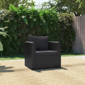 vidaXL Sessel mit Auflagen Poly Rattan Schwarz (46555) schwarz vidaXL Sessel mit Auflagen Poly Rattan Schwarz (46555) schwarz