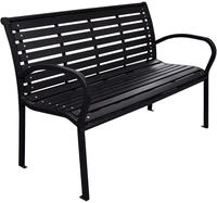 vidaXL Gartenbank Schwarz 116 cm Stahl und WPC