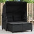 vidaXL Gartensofa 2-Sitzer mit Dach und Hockern Schwarz Poly Rattan (365781) schwarz