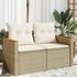 vidaXL Gartensofa mit Kissen 2-Sitzer Beige Poly Rattan (366082)