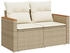 vidaXL Gartensofa mit Kissen 2-Sitzer Beige Poly Rattan (366082)