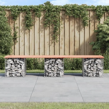 vidaXL Gartenbank aus Gabionen 203x44x42 cm Massivholz Douglasie (834342)
