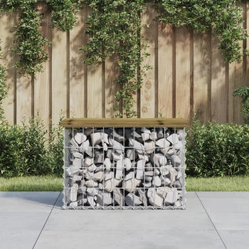 vidaXL Gartenbank aus Gabionen 63x31,5x42 cm Kiefernholz Imprägniert (834346)