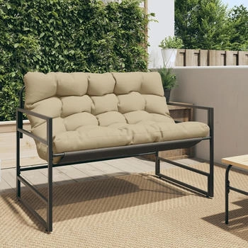 vidaXL Gartenbank mit Kissen Taupe 113 cm Stahl (4009300) grau