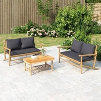 Gartenbank Mit Dunkelgrauen Kissen Bambus - Vidaxl
