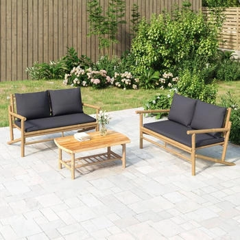 vidaXL Gartenbank mit Dunkelgrauen Kissen Bambus (363464) grau