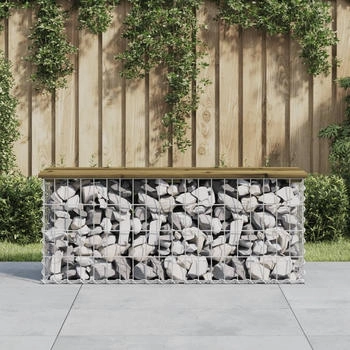 vidaXL Gartenbank aus Gabionen 103x31,5x42 cm Kiefernholz Impr&auml;gniert (834352)
