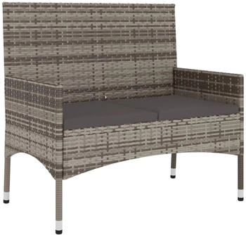furnicato Gartenbank 2-Sitzer mit Kissen Polyrattan grau (M608583)