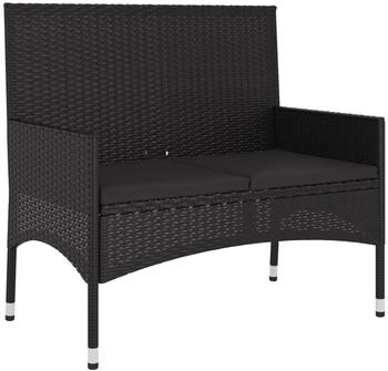 furnicato Gartenbank 2-Sitzer mit Kissen Polyrattan schwarz (M608584)