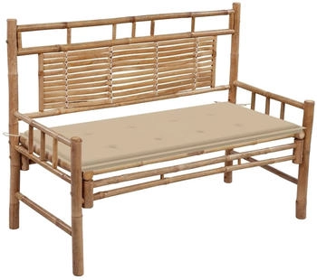 furnicato Gartenbank mit Auflage 120 cm Bambus (M608270)