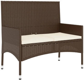 furnicato Gartenbank 2-Sitzer mit Kissen Polyrattan braun (M608581)