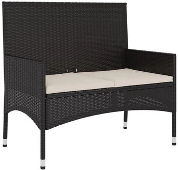 furnicato Gartenbank 2-Sitzer mit Kissen Polyrattan schwarz (M608582)