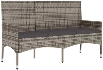 furnicato Gartenbank 3-Sitzer mit Kissen Polyrattan grau (M608587)