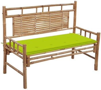 furnicato Gartenbank mit Auflage 120 cm Bambus (M608278)