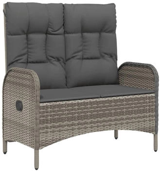 furnicato Gartenbank mit Liegefunktion und Kissen 107 cm Polyrattan grau (M608602)