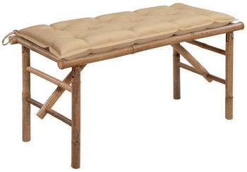 furnicato Klappbare Gartenbank mit Auflage 118 cm Bambus (M608258)