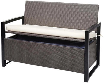 MCW Poly-Rattan 2er Sitzbank F39 grau-meliert Kissen creme