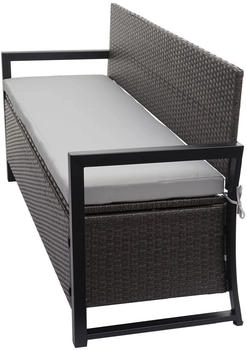 MCW Poly-Rattan 3er Sitzbank F39 grau Kissen grau
