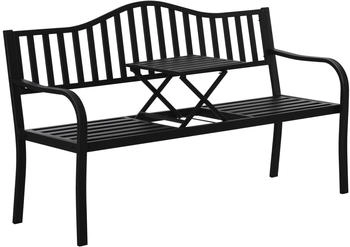 Outsunny Gartenbank mit hochklappbarem Zwischentisch und abgerundeten Armlehnen