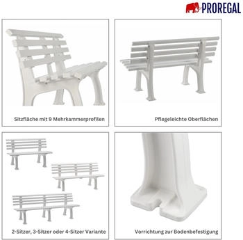 Proregal Gartenbank Antigua 2-Sitzer blau 74 x 120 x 54 cm Kunststoff
