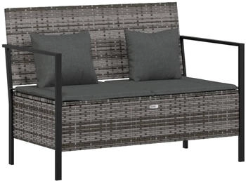 furnicato Gartenbank 2-Sitzer mit Kissen Polyrattan grau