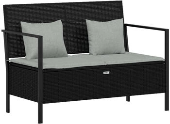 furnicato Gartenbank 2-Sitzer mit Kissen Polyrattan schwarz