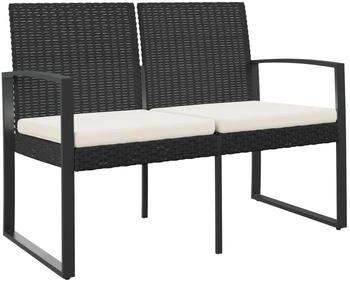 furnicato Gartenbank 2-Sitzer mit Kissen PP-Rattan schwarz