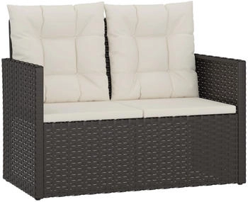 furnicato Gartenbank mit Kissen schwarz 105 cm Polyrattan