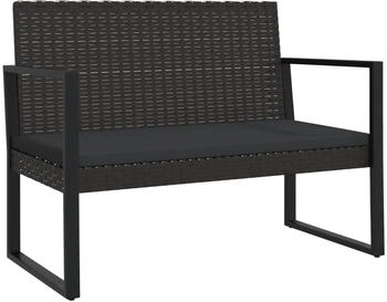 furnicato Gartenbank mit Kissen schwarz 106 cm Polyrattan