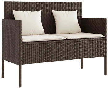 furnicato Gartenbank mit Kissen Polyrattan braun