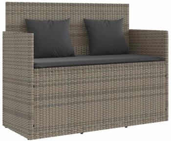 furnicato Gartenbank mit Kissen Polyrattan grau
