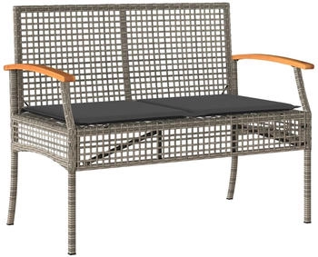 furnicato Gartenbank mit Kissen Polyrattan grau Akazienholz