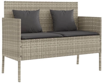 furnicato Gartenbank mit Kissen Polyrattan hellgrau