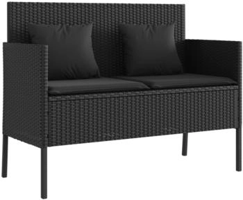furnicato Gartenbank mit Kissen Polyrattan schwarz