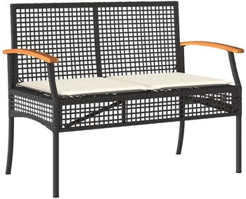 furnicato Gartenbank mit Kissen Polyrattan schwarz Akazienholz
