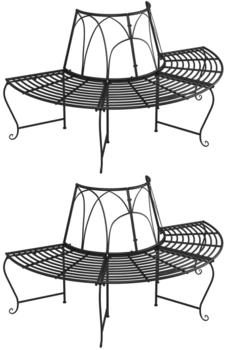 furnicato Baumbänke halbrund Ø 159 cm Stahl schwarz 2 Stk.