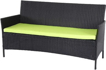 MCW 3-Sitzer PolyRattan Gartenbank Hamar Sitzbank anthrazit Kissen grün (66793)