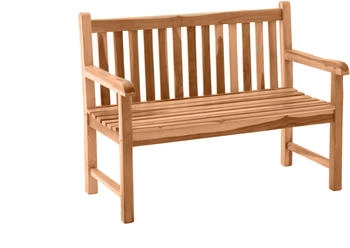TPFGarden Gartenbank Teaka 2-Sitzer mit Rücken und Armlehne 120 cm Teakholz (TPFGMGBTEAKA120A)