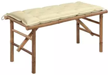 furnicato Klappbare Gartenbank mit Auflage 118 cm Bambus (M608257)