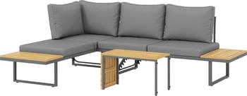 Outsunny Gartenm&ouml;bel-Set Akazienholz Stahl 175L x 65B x 70H cm Hellgrau