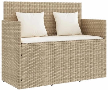 furnicato mit Kissen Beige Poly Rattan
