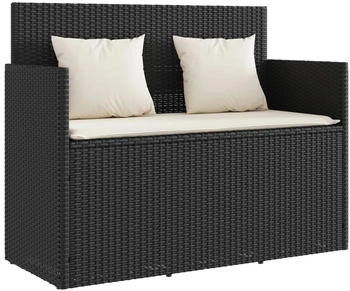 furnicato mit Kissen Schwarz Poly Rattan