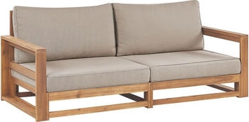 Beliani Gartensofa Heller Holzfarbton Grau Beige 75x184x72