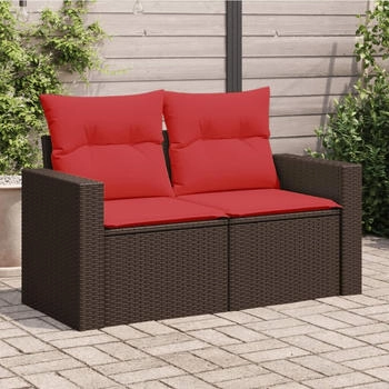 vidaXL Gartensofa mit Kissen 2-Sitzer Braun Poly Rattan (366243)